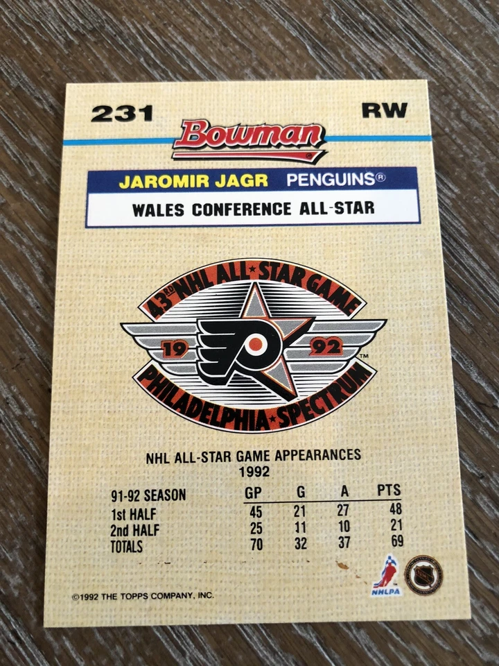 1992 Bowman Gold Foil Hockey JAROMIR JAGR MINT PSA Rare !!! - Image 2 of 3