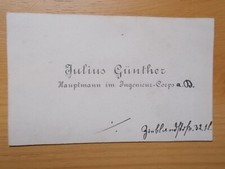 stara wizytówka kapitana w korpusie inżynierów a.D. Juliusa Günthera