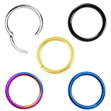 16 Gauge Seamless Hinged Nose Rings Surgical Steel 5 Colors Available 8mm Length