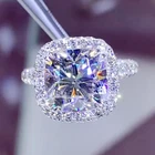 3.57Ct Cushion Lab Created Moissanite Halo Engagement Ring 14k White Gold Plated