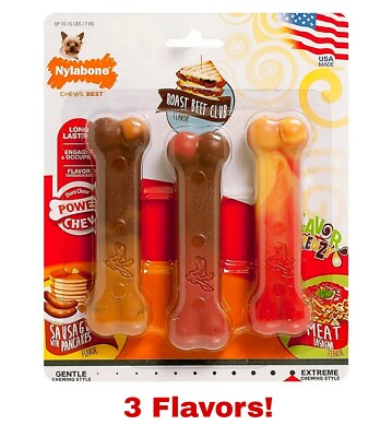 Nylabone Flavor Frenzy Roast Beef, Lasagna & Sausage - 3 XS Small Dog Chew Toys 