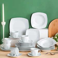 MALACASA Elisa 30-Piece Dinnerware Set Porcelain Plates Bowls Cups Saucers for 6