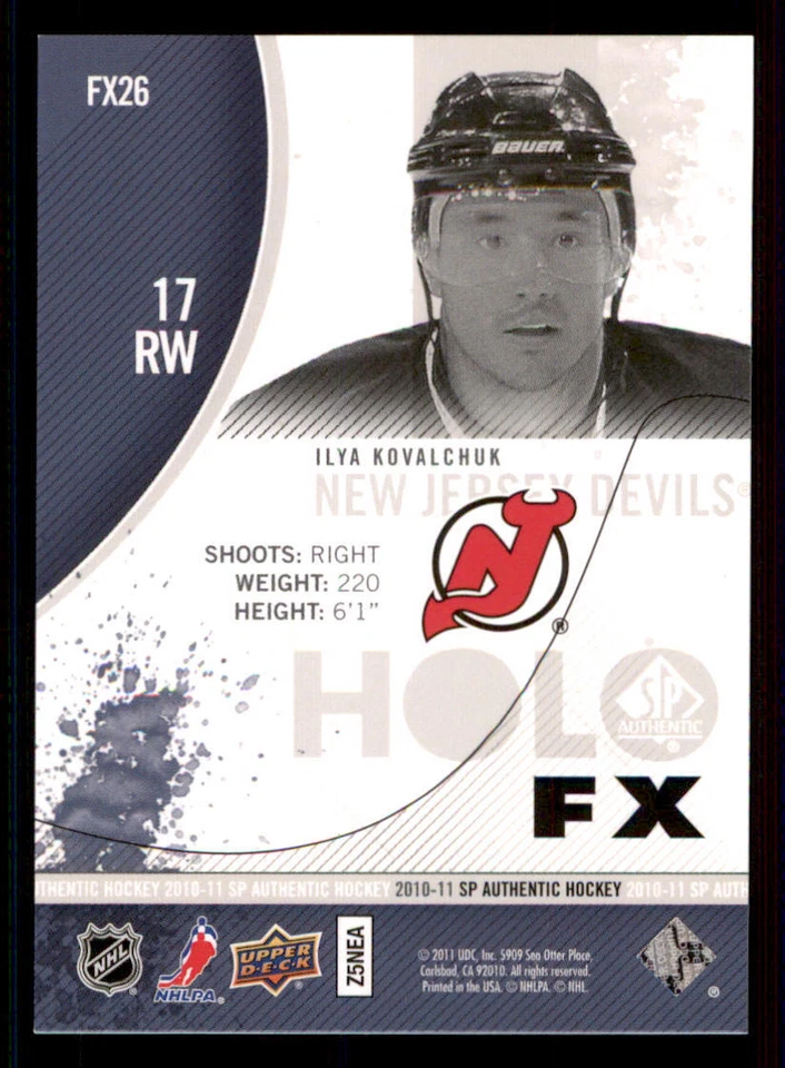 2010-11 SP Authentic Holoview FX #FX26 Ilya Kovalchuk - Image 2 of 2
