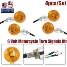 4 PCS 6 Volt AMBER LED INDICATORS 6V TURN SIGNAL LIGHT MOTORCYCLE BLINKER LIGHTS