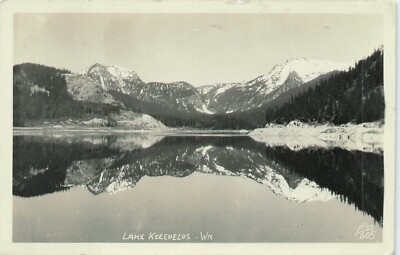 Lake Keechelus Cascade Mountain Range Hyak Washington 1940s EKC RPPC Postcard
