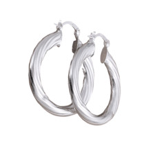 Thick Twisted Hoop Earrings 925 Sterling Silver
