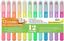 12 Colors Bible Gel Highlighters, Gel Highlighter Markers Study Kit, Good for Hi
