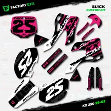 White & Pink Slick Graphics Kit fits 99-02 Kawasaki Kx250 Kx 250 Decal Sticker