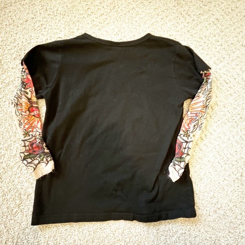 Boys Girls Tattoo Sleeves Black T-shirt Sz 130 (5-6 Yrs) Mesh Skull Rock Ride - Picture 8 of 9