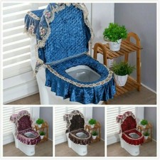 3Pcs Bathroom Toilet Seat Cover Set Lace Velvet Tank cover Lid Pads Washable