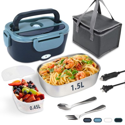 Electric Lunch Box 12v/24v/110v Portable Food Warmer With Ss Fork & Spoon For Ca