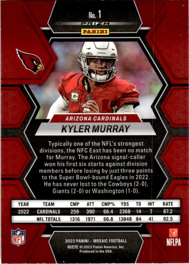 2023 Panini Mosaic Reactive Blue Kyler Murray Arizona Cardinals