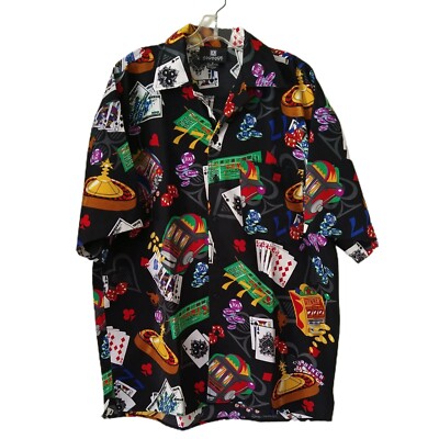 Andrade Men's Medium Shirt Casino Gambling Slots Cards All Over Print Button Up 