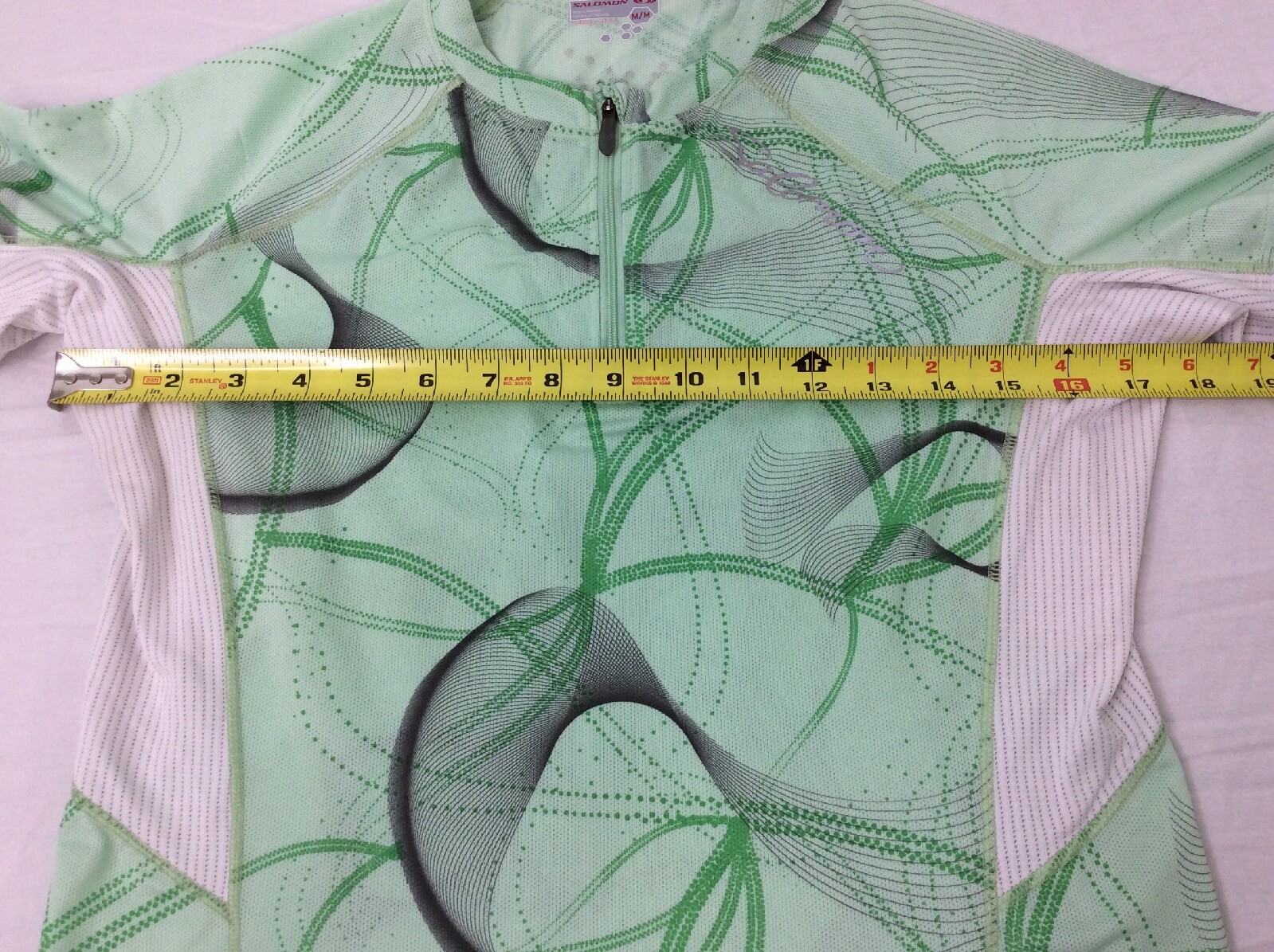 Camicia da corsa Salomon verde primavera statica donna media manica corta 1 4 zip usata in ottime condizioni