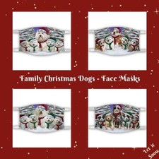 Christmas Family Portrait Dog Cat Pet Photo Face Masks, Personalized Custom Mask