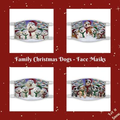 Christmas Family Portrait Dog Cat Pet Photo Face Masks, Personalized Custom Mask