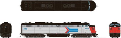 Rapido 28002 HO EMD E8A - Standard DC Amtrak 291 (Phase I, silver, red, blue, bl