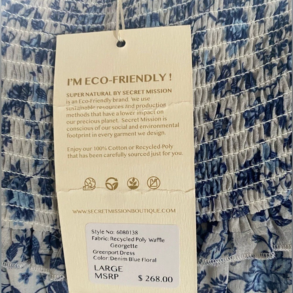 UNDERCOVER Abito Revolve Super Natural By Secret Mission Greenport blu floreale nuovo con etichette taglia L