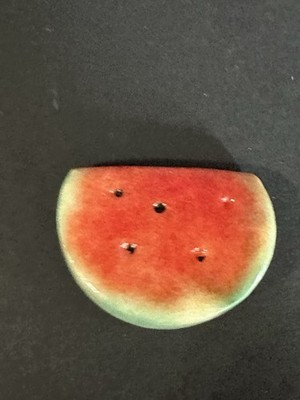 Vintage Stone Watermelon Slice Of Fruit Decor Paperweight