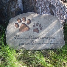 Paw Prints Dog Pet Memorial Stones, Pet Garden Stone Grave Marker for Dog or