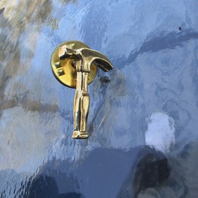 Gold Tone Hammer Mens Tie Tack Pin Lapel hat Carpenter