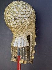 Gold beaded headpiece with Faux Coins and Hip Scarf Costume Belly Dance