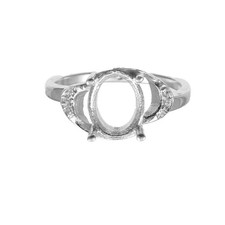 Semi Mount Ring Stone Setting Size 10X8 MM Oval Shape 925 Sterling Silver Ring