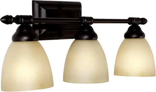 Oil Rubbed Bronze 3-Light Bathroom Vanity Fixture - 23.75 Inch Wall Sconce - Picture 9 of 12