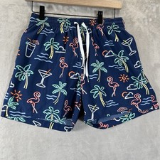 Chubbies The Neon Lights Swim Trunks Mens Medium 5.5  Inseam Blue Flamingo Palm