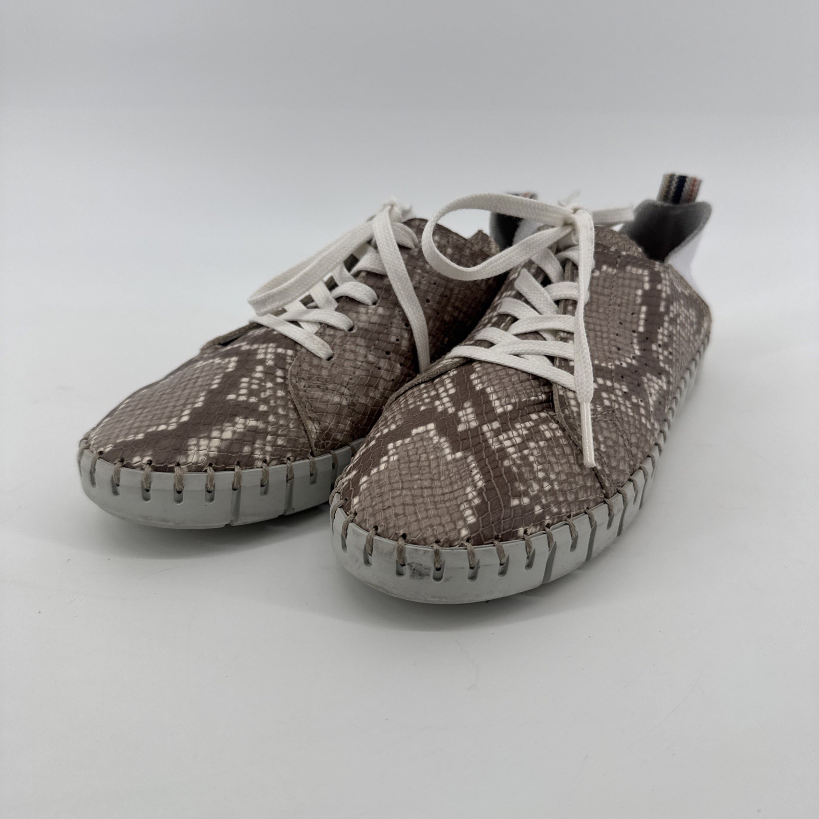 Andre Assous Hand Sewn Sneakers Python Print Leat… - image 2