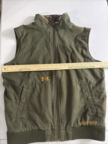 Under Armour Mens Hunting Vest Size L/XL? Green Canvas Quilted Lining EXCELLENT - Picture 7 of 21