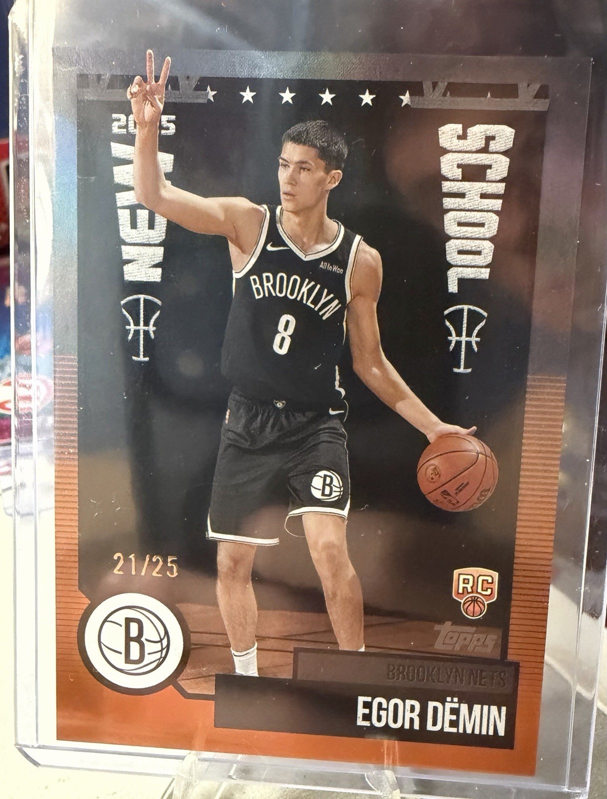 2025-26 Topps Basketball New School Orange SP /25 Egor Demin NS-8 RC Nets