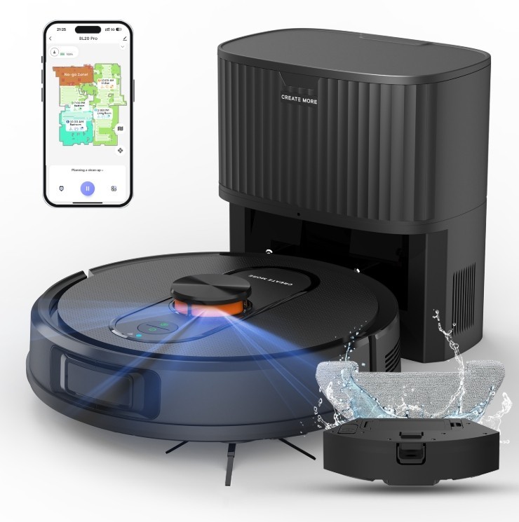 Bagotte Robot BL20 Pro Robot Vacuum and Mop Robotic Vacuum with Mapping, Self-E