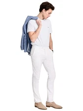 Tommy Hilfiger Mens Modern fit Dress Pants 34 / 32 White Solid Linen