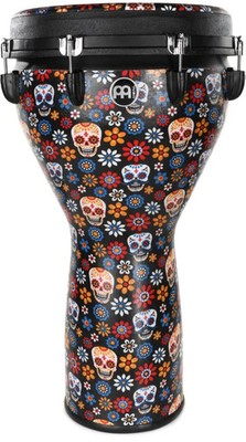 Meinl Percussion Jumbo Djembe - 14-inch Djembe - Day of the Dead with Matching
