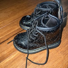 Dr. Martens Boots Toddler Size 5 1460 Black Glitter Lace Up AirWair Soles
