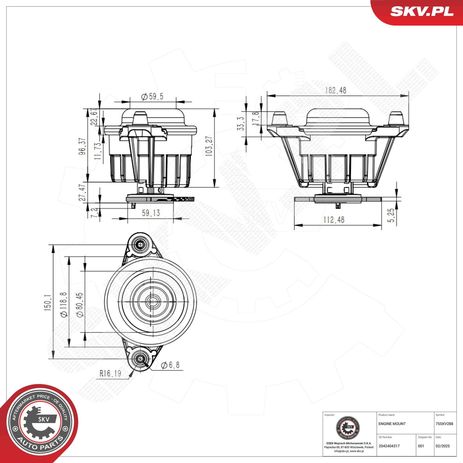 Fits SKV GERMANY 75SKV288 ENGINE CUSHION 75SKV288   ⭐UK Stock⭐