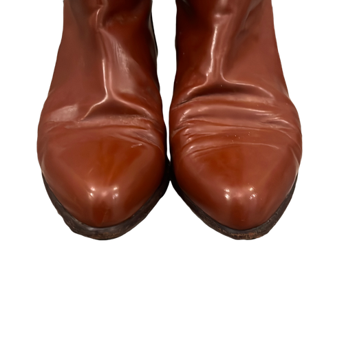 Giuliana Benetton EU40 Italian Leather Cognac Riding Boots Round Toe Equestrian - Picture 2 of 6