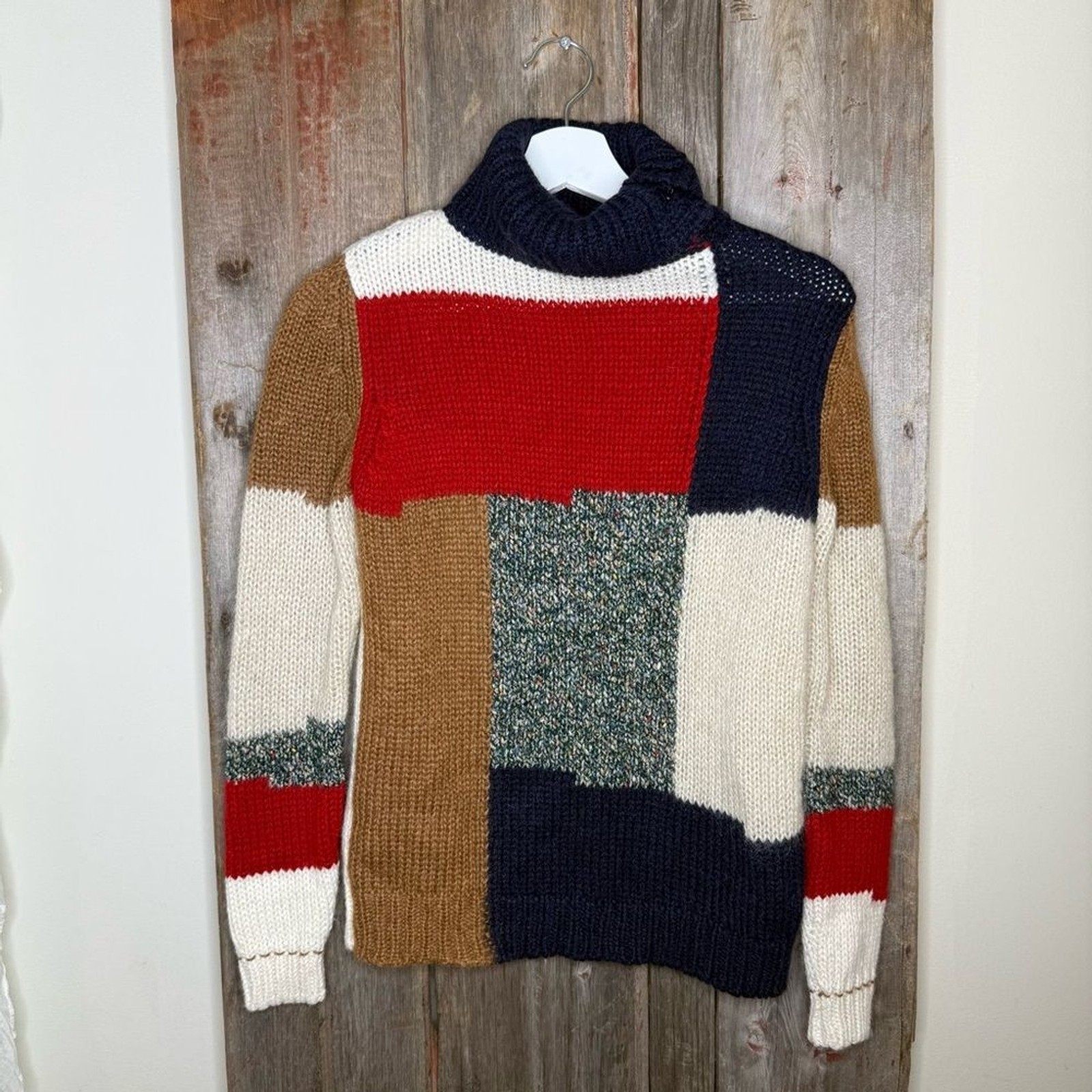 Vanessa Bruno Athe Patchwork Knit Pullover Turtle… - image 2