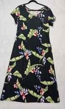 Tommy Bahama Dress L / 12 Hawaiian Floral Maxi Long Silk Short Sleeve Blue