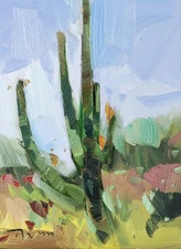 Jose Trujillo 16x20 Art PRINT Painting Canvas Impressionism Saguaro Desert