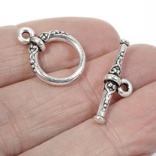 2 Antique Silver Heirloom Toggle Clasps - TierraCast Design for Jewelry Crafting