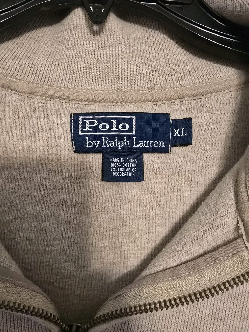 Polo Ralph Lauren maglione uomo XL beige 1 4 zip pullover pony cotone felpa