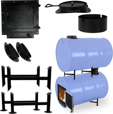 SONRET-Double Barrel Stove Kit Perfect For 30 - 55 Gal Drum DIY Oil Barrel Stove