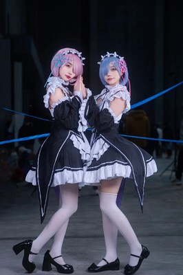 Re:Zero Rem and Ram Cosplay Costume Outfit Anime Expo Con Halloween