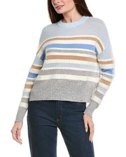 Hannah Rose Stripe Crewneck Wool & Angora-Blend Sweater Women's