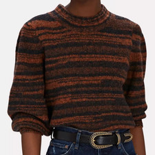 Veronica Beard Lumina Crewneck Sweater Puff Balloon Sleeve Merino Wool Orange XS