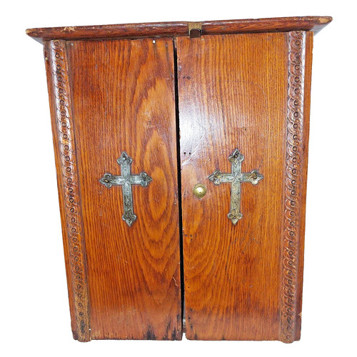 Antique Catholic Last Rites  Viaticum Cabinet