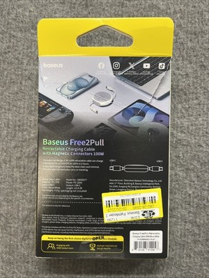 Baseus - Free2Pull 100W Retractable USB C Cable with Magnetic Connectors Fast...