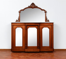 Buffet Anglais en enfilade à ressaut époque napoléon III en noyer et marqueterie